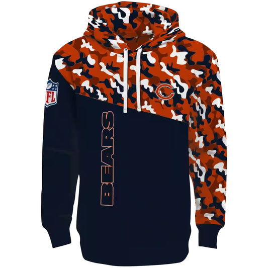 Personalized Chicago Bears Camo Pattern Blue AOP Hoodie -  Moonbestprint