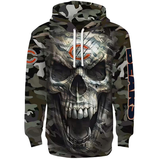 Personalized Chicago Bears Camo Skull AOP Hoodie -  Moonbestprint