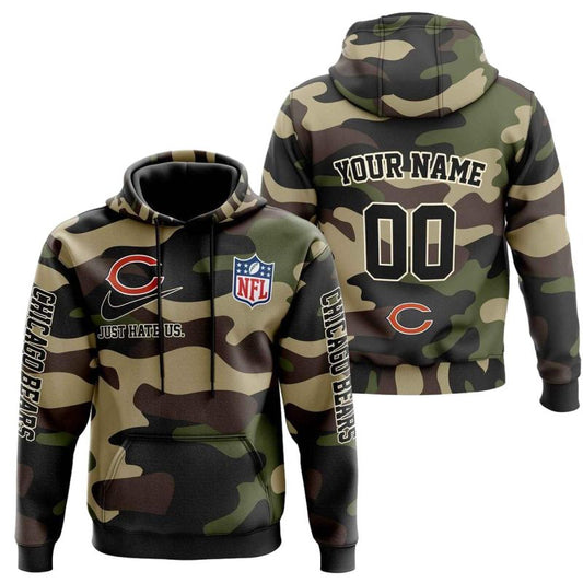 Personalized Chicago Bears Camo Style Veteran Day AOP Hoodie -  Moonbestprint