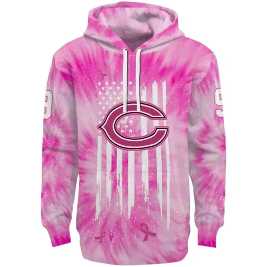 Personalized Chicago Bears Cancer Support Pink AOP Hoodie -  Moonbestprint