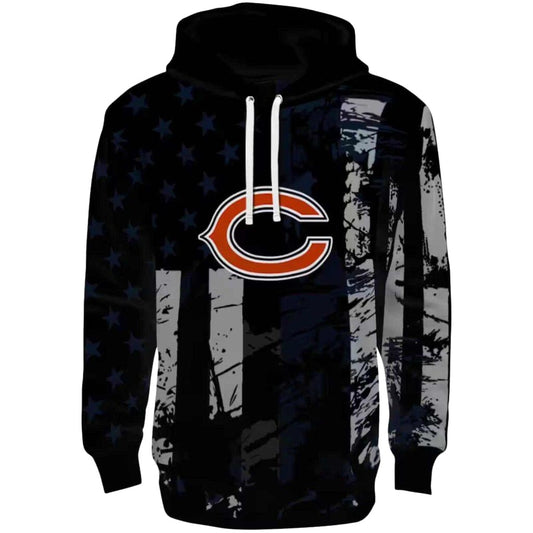 Personalized Chicago Bears Distressed Flag Blue Black AOP Hoodie -  Moonbestprint