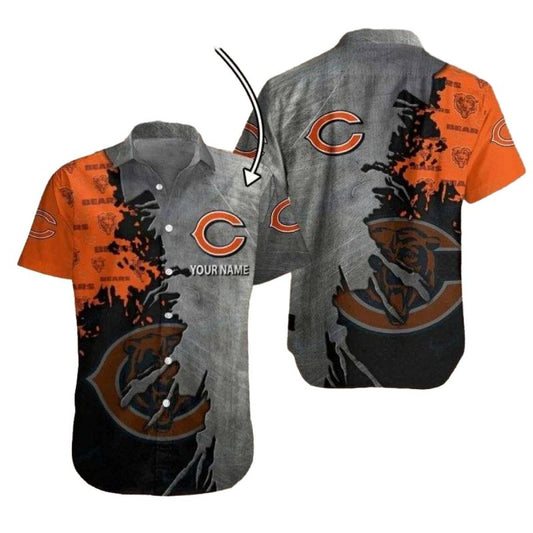 Personalized Chicago Bears Down Burst Grunge Splash Hawaiian Shirt - Moonbestprint