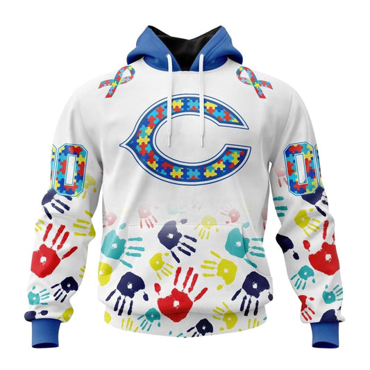 Personalized Chicago Bears Fearless Against Autism AOP Hoodie -  Moonbestprint