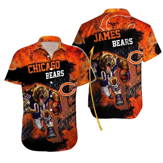 Personalized Chicago Bears Fierce Football Bear Graphic Hawaiian Shirt - Moonbestprint