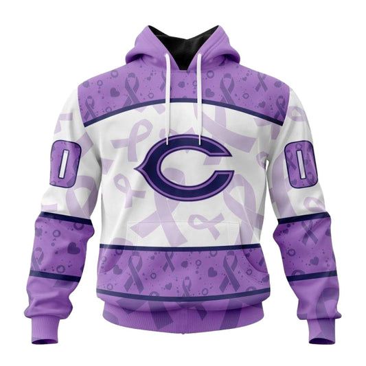 Personalized Chicago Bears Fight Cancer Purple AOP Hoodie -  Moonbestprint