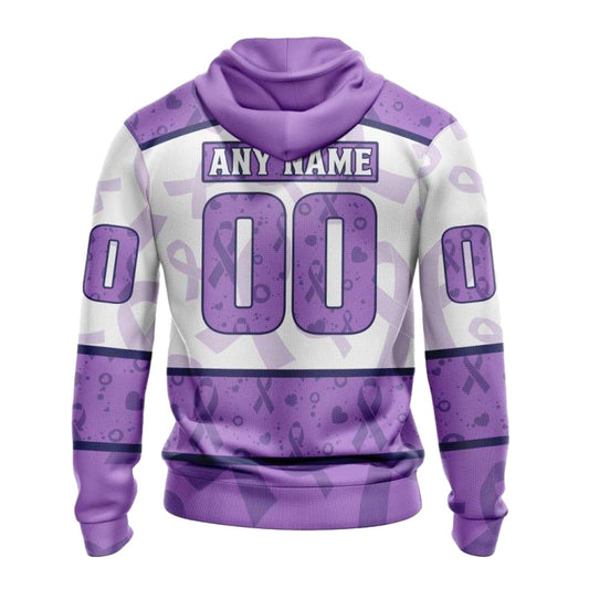 Personalized Chicago Bears Fight Cancer Purple AOP Hoodie -  Moonbestprint