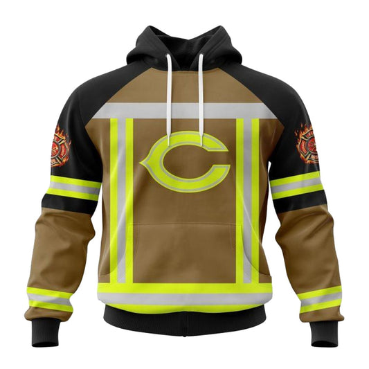 Personalized Chicago Bears Firefighter Uniform AOP Hoodie -  Moonbestprint