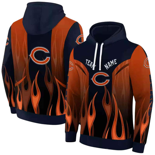 Personalized Chicago Bears Flame Design Blue And Orange AOP Hoodie -  Moonbestprint