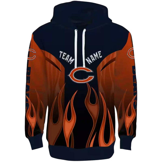 Personalized Chicago Bears Flame Design Blue And Orange AOP Hoodie -  Moonbestprint