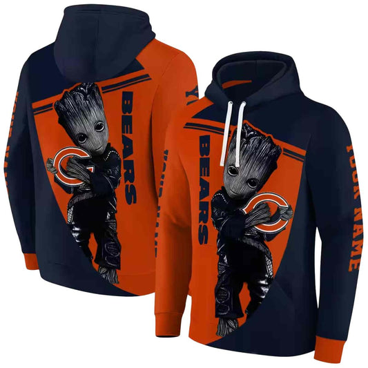 Personalized Chicago Bears Groot Blue Orange AOP Hoodie -  Moonbestprint