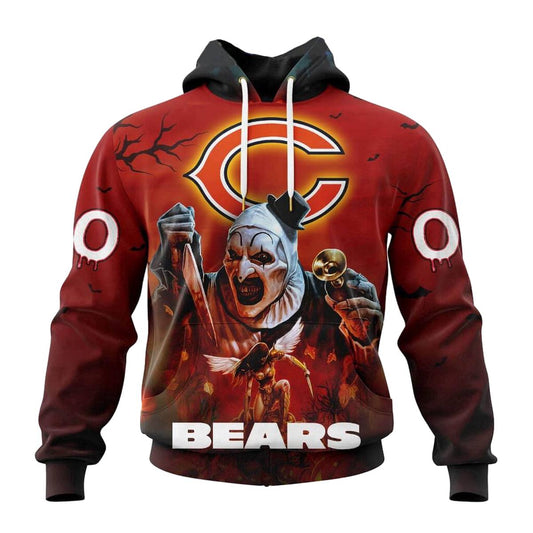 Personalized Chicago Bears Horror Terrifier Ghoulish Halloween Day AOP Hoodie -  Moonbestprint