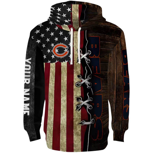 Personalized Chicago Bears Logo And American Pride AOP Hoodie -  Moonbestprint