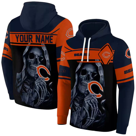 Personalized Chicago Bears Logo And Grim Reaper Blue Black AOP Hoodie -  Moonbestprint