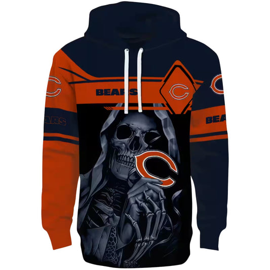 Personalized Chicago Bears Logo And Grim Reaper Blue Black AOP Hoodie -  Moonbestprint