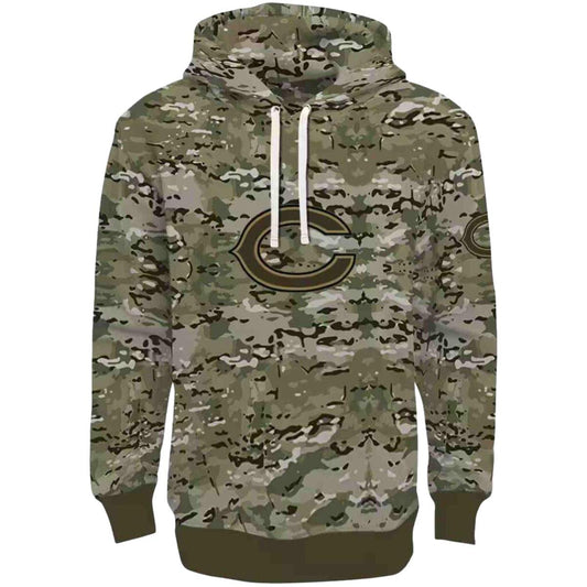 Personalized Chicago Bears Logo And Military Style AOP Hoodie -  Moonbestprint