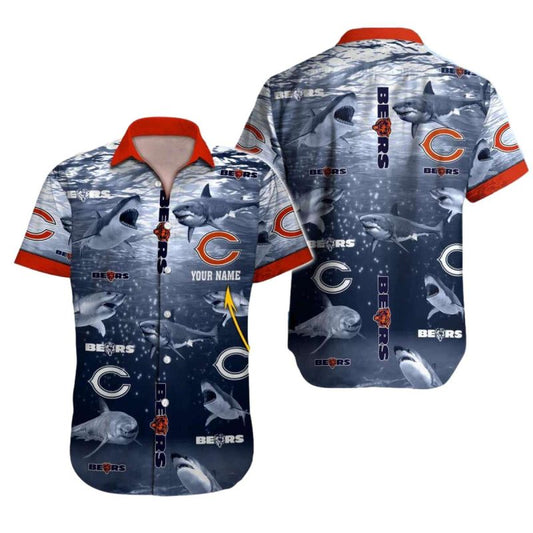 Personalized Chicago Bears Logo And Ocean Pattern Hawaiian Shirt - Moonbestprint