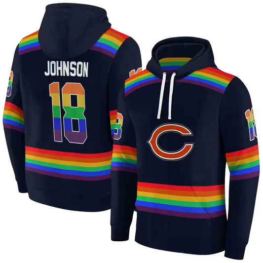 Personalized Chicago Bears Logo And Rainbow Stripes Blue AOP Hoodie -  Moonbestprint