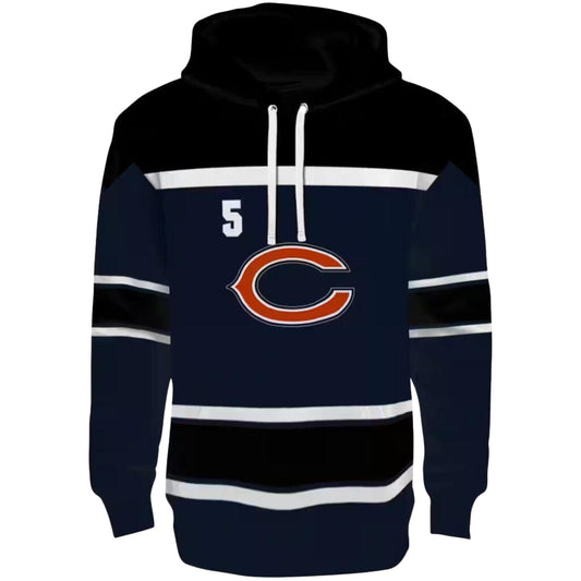 Personalized Chicago Bears Logo And Striped Pattern Blue AOP Hoodie -  Moonbestprint
