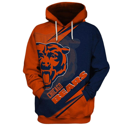 Personalized Chicago Bears Logo In My Heart Blue And Orange AOP Hoodie -  Moonbestprint