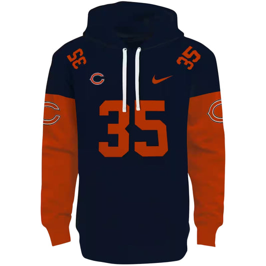 Personalized Chicago Bears Logo In My Heart Minimal Design Blue Orange AOP Hoodie -  Moonbestprint