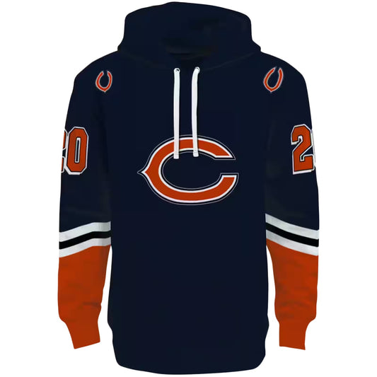 Personalized Chicago Bears Logo In My Heart Striped Blue Pattern AOP Hoodie -  Moonbestprint