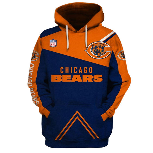 Personalized Chicago Bears Logo Lovely Blue And Orange AOP Hoodie -  Moonbestprint