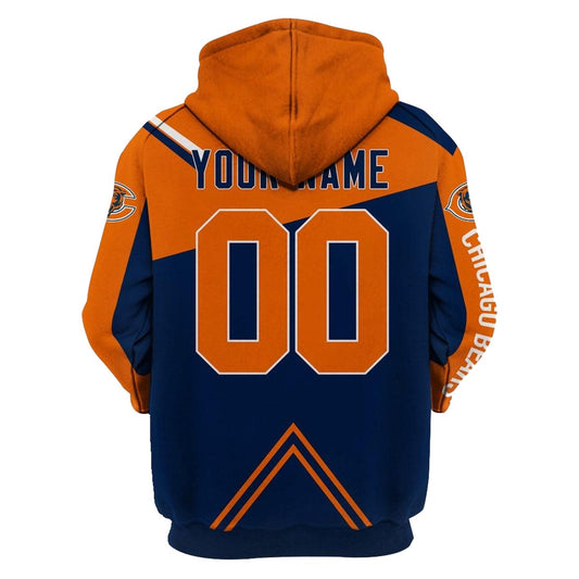 Personalized Chicago Bears Logo Lovely Blue And Orange AOP Hoodie -  Moonbestprint