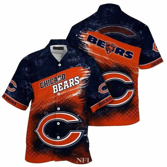 Personalized Chicago Bears Logo Lovely Metal Pattern Hawaiian Shirt - Moonbestprint