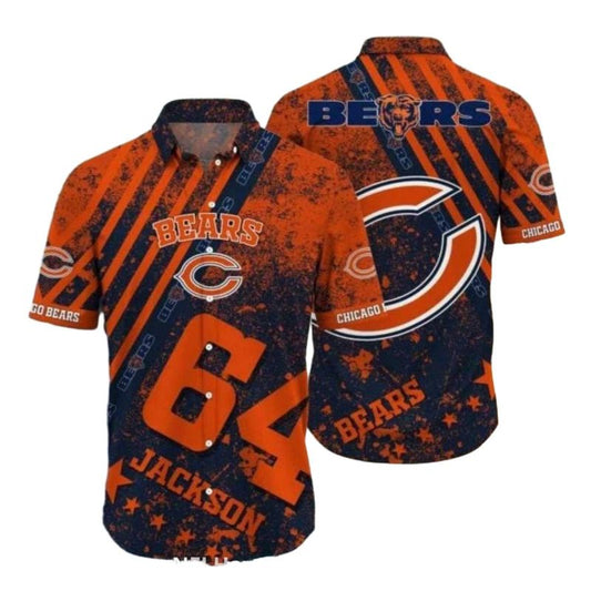 Personalized Chicago Bears Logo Vintage Orange Hawaiian Shirt - Moonbestprint