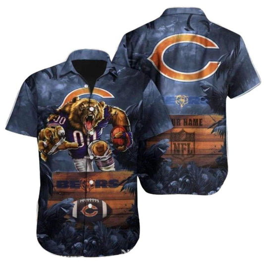 Personalized Chicago Bears Majestic Bear Retro Hawaiian Shirt - Moonbestprint