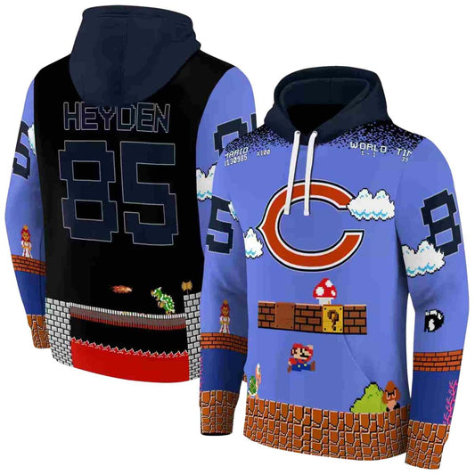Personalized Chicago Bears Mario Blue Black AOP Hoodie -  Moonbestprint