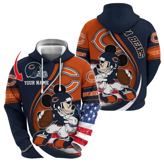 Personalized Chicago Bears Mickey Mouse Player AOP Hoodie -  Moonbestprint