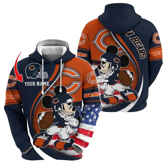 Personalized Chicago Bears Mickey Mouse Player AOP Hoodie -  Moonbestprint