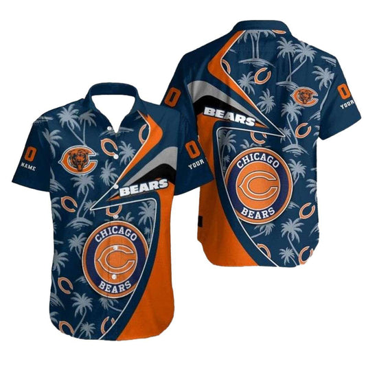 Personalized Chicago Bears Palm Silhouette Hawaiian Shirt - Moonbestprint