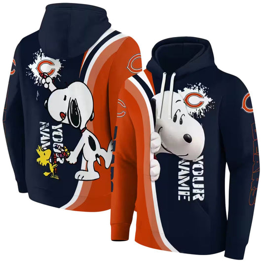 Personalized Chicago Bears Peeking Snoopy Blue Orange AOP Hoodie -  Moonbestprint