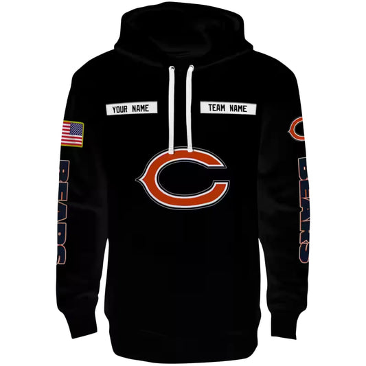 Personalized Chicago Bears Punisher Skull Black AOP Hoodie -  Moonbestprint