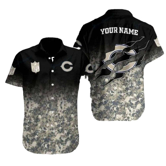 Personalized Chicago Bears Stealthy Pride Camouflage Hawaiian Shirt - Moonbestprint