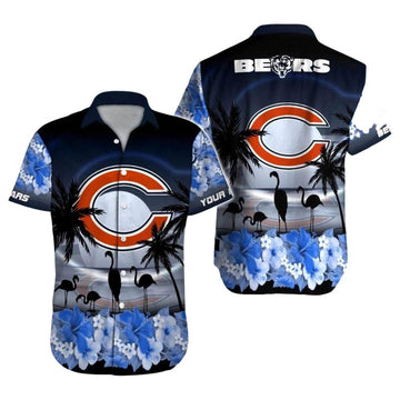 Personalized Chicago Bears Sunset Beach Palm Tree Hawaiian Shirt - Moonbestprint