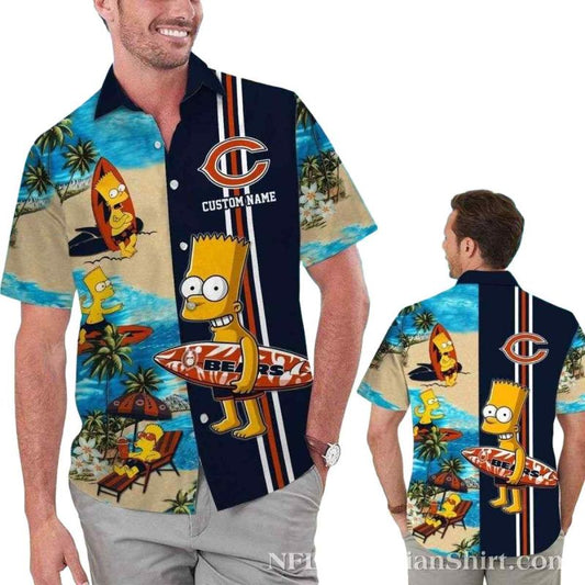 Personalized Chicago Bears Surfs Up Bart Hawaiian Shirt - Moonbestprint