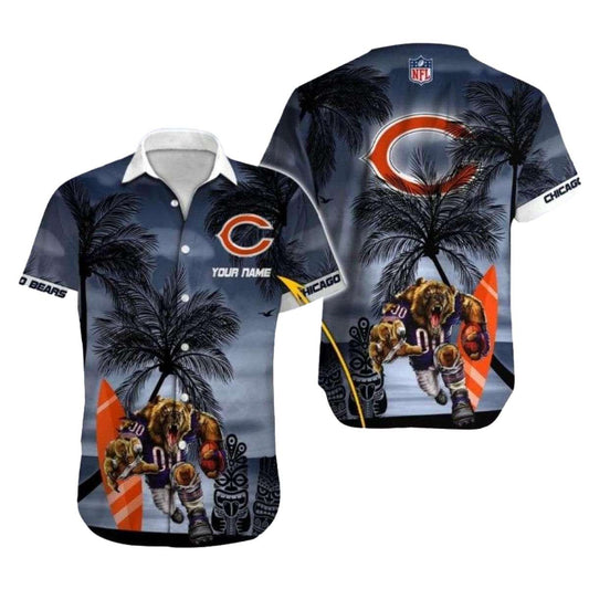 Personalized Chicago Bears Tiki Touchdown And Mascot Hawaiian Shirt - Moonbestprint