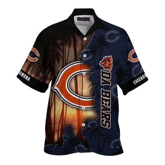 Personalized Chicago Bears With Sunset Design Hawaiian Shirt - Moonbestprint