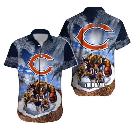 Personalized Chilly Palms And Fiery Passion Design Chicago Bears Hawaiian Shirt - Moonbestprint