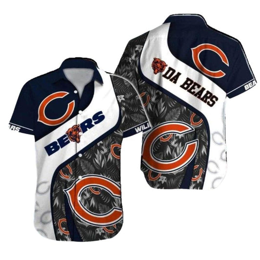 Personalized Classic Navy And Orange Chicago Bears Hawaiian Shirt - Moonbestprint