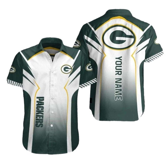 Personalized Classic Stripes Green Bay Packers Tropical Hawaiian Shirt - Moonbestprint