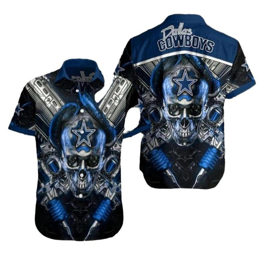 Personalized Cool Cyber Dallas Cowboys Skull Hawaiian Shirt - Moonbestprint