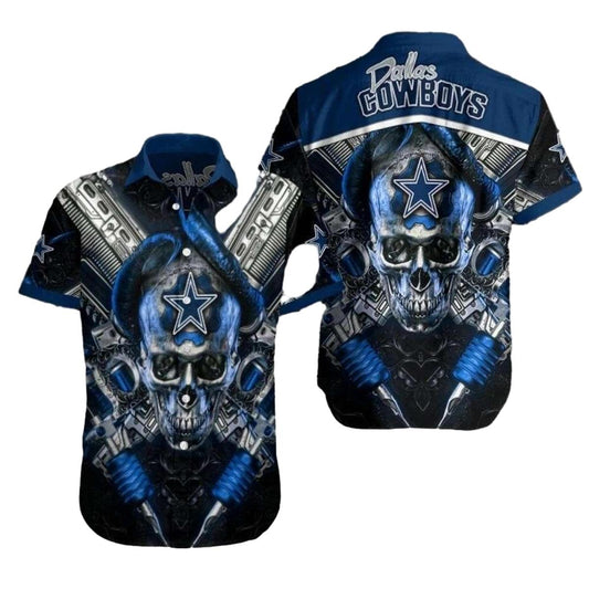 Personalized Cool Cyber Dallas Cowboys Skull Hawaiian Shirt - Moonbestprint