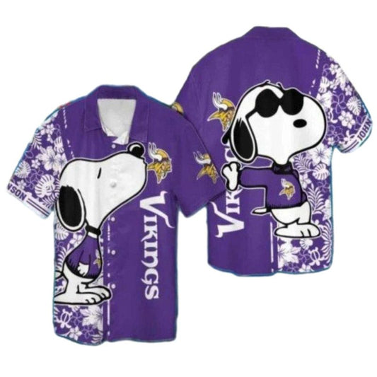 Personalized Cool Snoopy Purple Minnesota Vikings Hawaiian Shirt - Moonbestprint