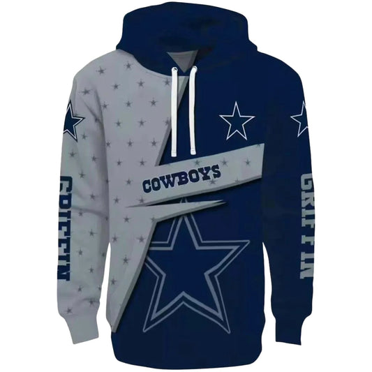 Personalized Dallas Cowboys Abstract Shape Blue AOP Hoodie - Moonbestprint