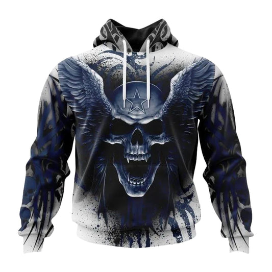 Personalized Dallas Cowboys Angel Skull AOP Hoodie - Moonbestprint