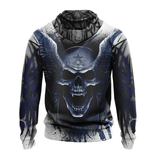 Personalized Dallas Cowboys Angel Skull AOP Hoodie - Moonbestprint